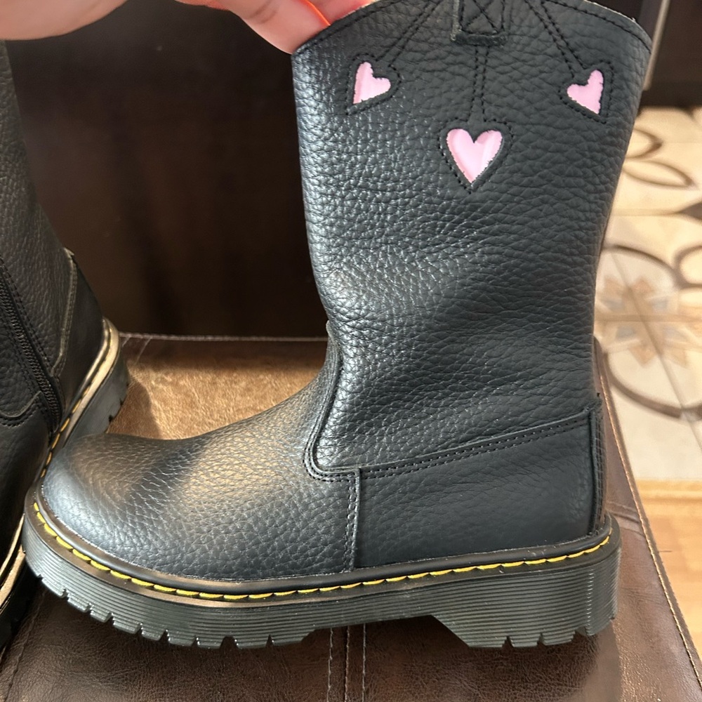 Dr. Martens Black Boots with Pink Hearts